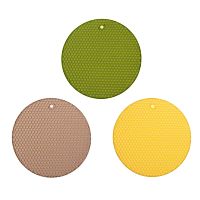 Подставка под горячее, силикон, d18см, Соты, 3 цвета